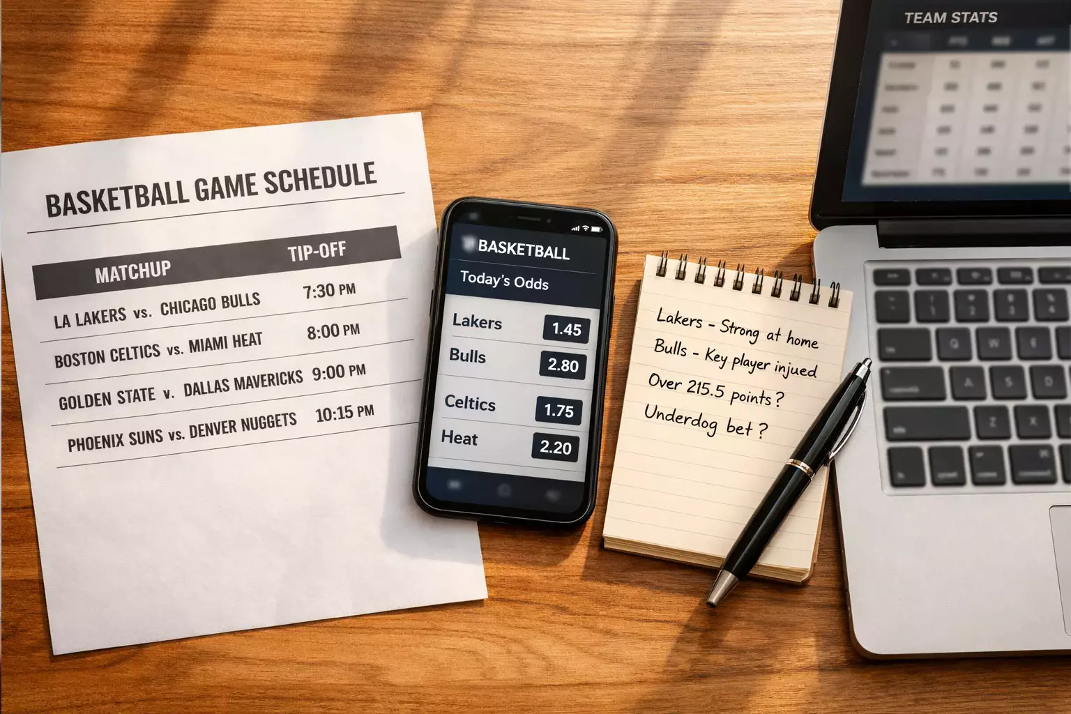 Tableau des types de paris sportifs basketball : moneyline, handicap et over/under